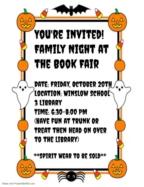 PTO Sponsored Trunk or Treat and Family Night Book Fair